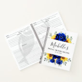 ロイヤルブルーのひまわり モダン ブライダルシャワーレシピ ノートブック (内部)