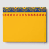 ロイヤルブルーのインド風象が特徴のウェディング ゲストブック (裏面)