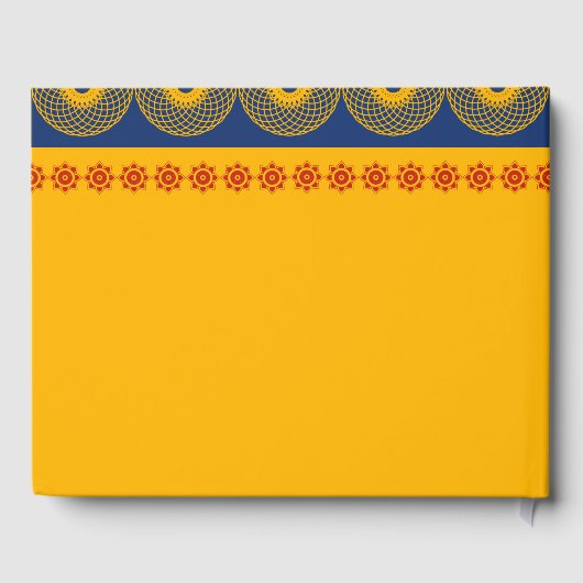 ロイヤルブルーのインド風象が特徴のウェディング ゲストブック (裏面)