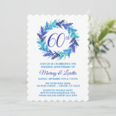 ロイヤルブルーのエレガントなリース 60回目の結婚記念日 招待状 (スタンド正面)