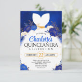 ロイヤルブルーのキンセアニエラ フラワープリンセスドレス 招待状 (スタンド正面)