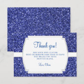 ロイヤルブルーのグリッターのサンキューカード サンキューカード (正面/裏面)