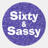 ロイヤルブルーのグリッター60とサッシーな60歳の誕生日 ラウンドシール (正面)