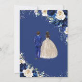 ロイヤルブルーのシャンパンツインズの少年少女のキンセアニェラ 招待状 (裏面)