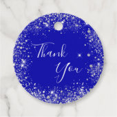 ロイヤルブルーのシルバーグリッターの塵のモノグラムの感謝 フェイバータグ (正面)