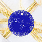 ロイヤルブルーのシルバーグリッターの塵のモノグラムの感謝 フェイバータグ