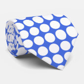 ロイヤルブルーのタイの大きく白いドット・パターン ネクタイ (ロール)