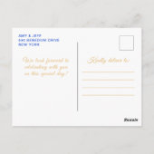 ロイヤルブルーのダークスキンプリンセス誕生日パーティー ポストカード (裏面)