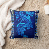 ロイヤルブルーのドラゴン クッション (ブランケット)