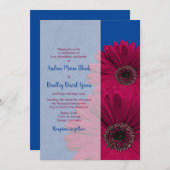 ロイヤルブルーのバーガンディ ゲルバ ダイシー ウェディング 招待状 (正面/裏面)