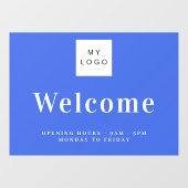 ロイヤルブルーのビジネスロゴ歓迎営業時間 ウィンドウサイン (シート)