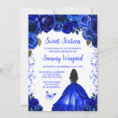 ロイヤルブルーのプリンセス　ダークスキンのスウィート16 招待状 (正面)