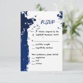 ロイヤルブルーのペイントスプラッター - 招待状の出欠確認 (スタンド正面)