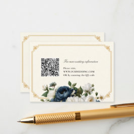 ロイヤルブルーのボタン wedding with Gold Frame ウェブサイト エンクロージャーカード