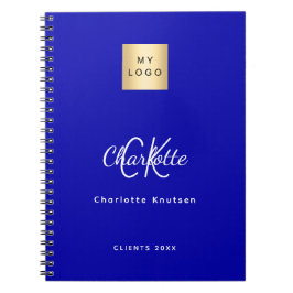 ロイヤルブルーのモノグラムビジネスロゴ ノートブック