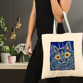 ロイヤルブルーのユニークで芸術的な万華鏡のかわいい猫 トートバッグ