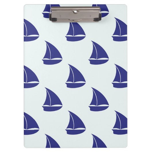 ロイヤルブルーのヨットパターン クリップボード (正面)