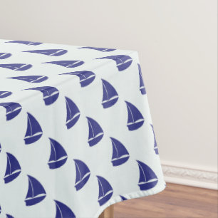 ロイヤルブルーのヨットパターン テーブルクロス