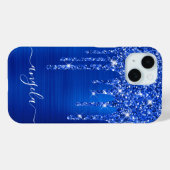 ロイヤルブルーのラメ垂れ グラムール ガーリーサイン Case-Mate iPhoneケース (裏面 (横))
