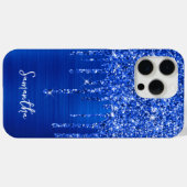 ロイヤルブルーのラメ グラム 名 Case-Mate iPhoneケース (裏面 (横))