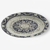 ロイヤルブルーのワイルドフラワー フラワーレース セラミック 結婚式 ペーパープレート (アングル)