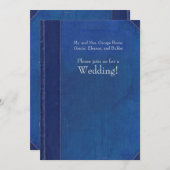 ロイヤルブルーのヴィンテージの本の結婚式招待状 招待状 (正面/裏面)