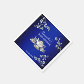 ロイヤルブルーのヴィンテージスタイルのラスティックウォーターカラー ハイティー スタンダードカクテルナプキン (角)