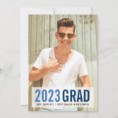 ロイヤルブルーの写真 卒業パーティー 招待状 (正面)