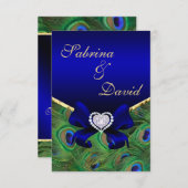 ロイヤルブルーの孔雀の受付カード エンクロージャーカード (正面/裏面)