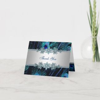 ロイヤルブルーの孔雀は感謝していしています サンキューカード