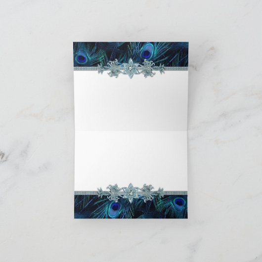 ロイヤルブルーの孔雀は感謝していしています サンキューカード (内部)