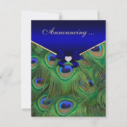 ロイヤルブルーの孔雀エンゲージメント発表 案内状 (正面)
