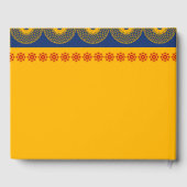 ロイヤルブルーの王室風象が特徴のインド風ウェディング ゲストブック (裏面)