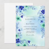 ロイヤルブルーの空気感のある牧場のウェディング 招待状 (正面/裏面)