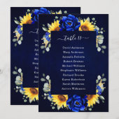 ロイヤルブルーの素朴なひまわりモダン席次表Ⅰ 招待状 (正面/裏面)