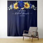 ロイヤルブルーの素朴なひまわり モダンな花嫁のシャワーT タペストリー (インサイチュ)