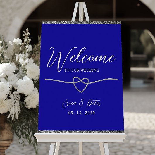 ロイヤルブルーの結婚式ウェルカムポスター ポスター