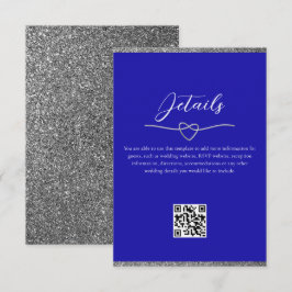 ロイヤルブルーの結婚式詳細QRコード エンクロージャーカード