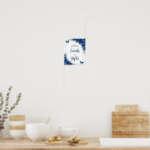 ロイヤルブルーの花と蝶のクイーンズアニェラ カード ギフト ポスター (キッチン)