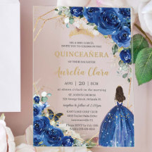 ロイヤルブルーの花と金の蝶が舞うQuinceañera(キンセアニェーラ)16歳のバースデー