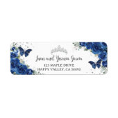 ロイヤルブルーの花のキンセアニエラ返信先住所ラベル ラベル (正面)