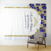 ロイヤルブルーの花のプリンセス ゴールドのアーチ クイーンズアネラ タペストリー (インサイチュ(横))