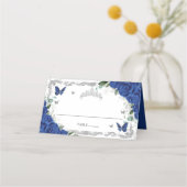 ロイヤルブルーの花の蝶のキンチャネラ スイート16 プレイスカード (正面)