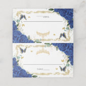 ロイヤルブルーの花の蝶のキンチャネラ スイート16 プレイスカード (外部開封)