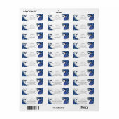 ロイヤルブルーの花柄のキンセアネラ　１６　返送先住所 ラベル (フルシート)