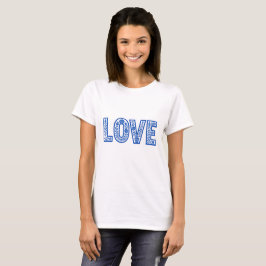 ロイヤルブルーの花柄の"LOVE"Tシャツ Tシャツ