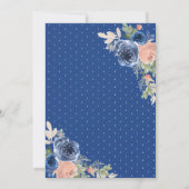 ロイヤルブルーの花柄ドレス プリンセスゴールドのキンセアネラ 招待状 (裏面)