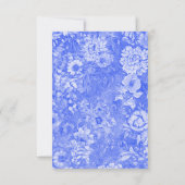 ロイヤルブルーの花柄ビクトリアンスタイルのブライズシャワー サンキューカード (裏面)