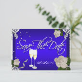 ロイヤルブルーの記念日 結婚周年おめでとう 招待状 (スタンド正面)