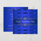 ロイヤルブルーの誕生日パーティー 招待状 (正面/裏面)